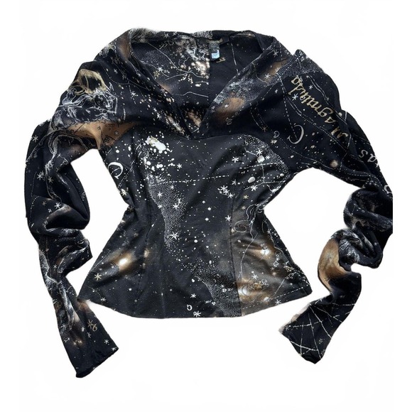 Roberto Cavalli Tops - Roberto Cavalli FW 2003 Y2K Vintage Silk Sheer Corset Constellation Zodiac Top